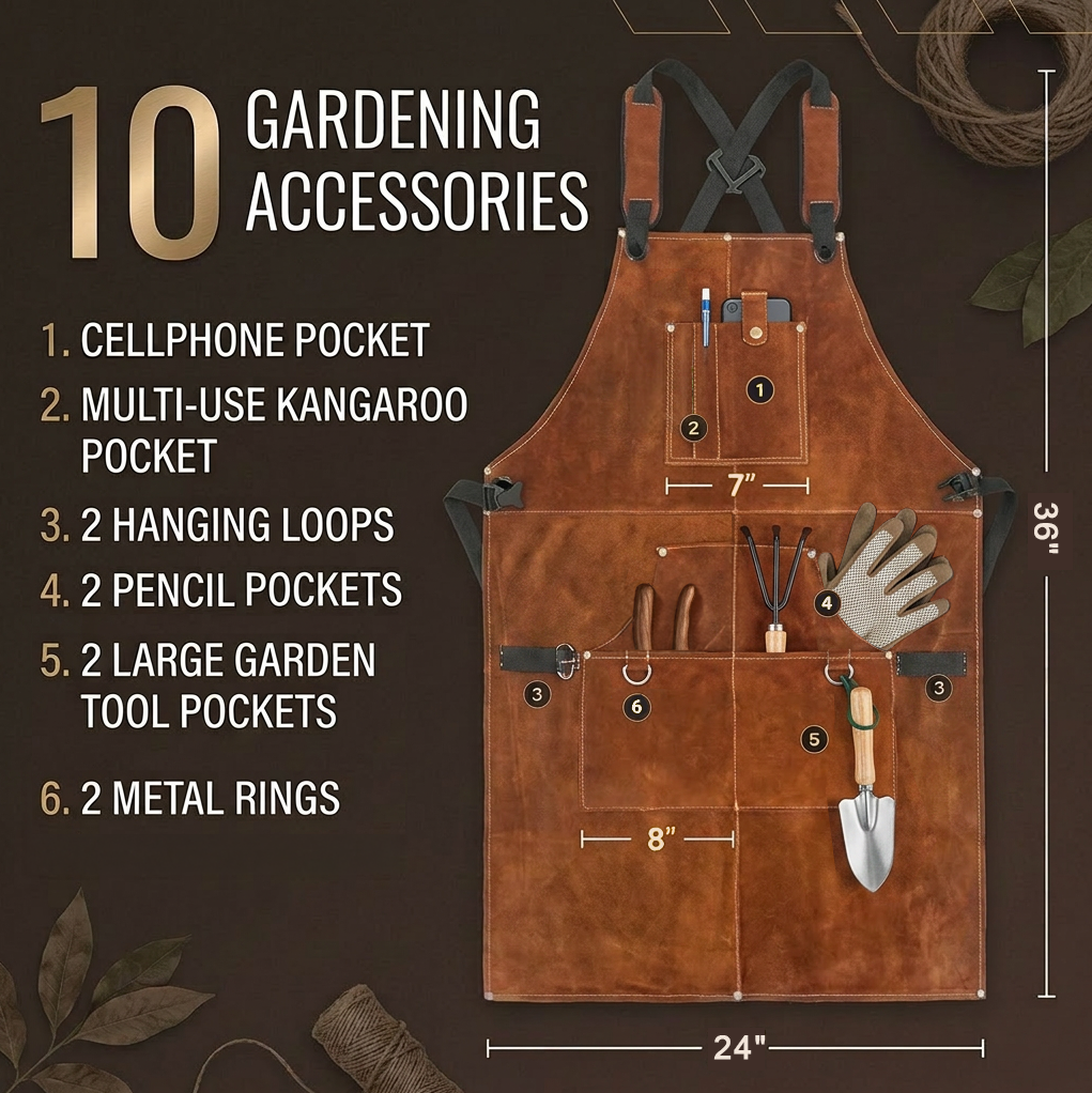Utility Gardening Apron with Multiple Tool Pockets